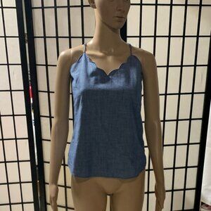 J Crew Elegant Blue Scalloped Camisole